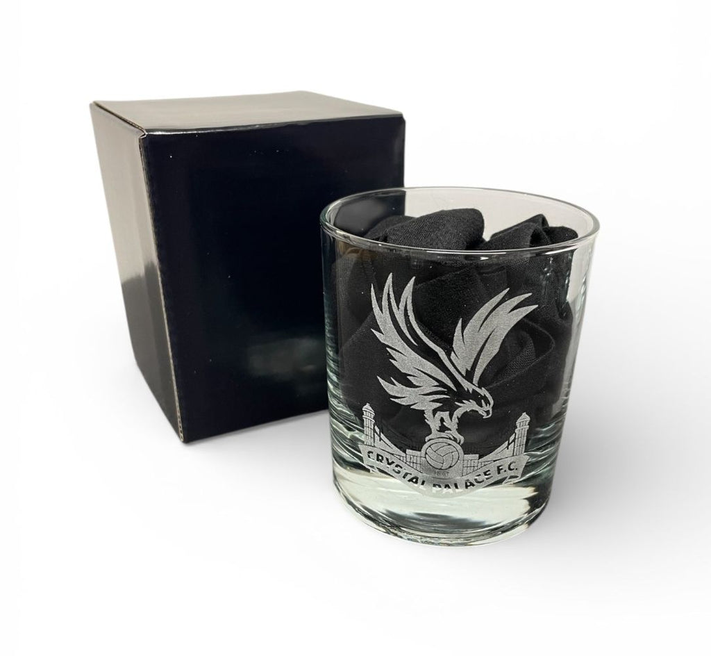 Crystal Palace glass tumbler with engraved badge gifts.