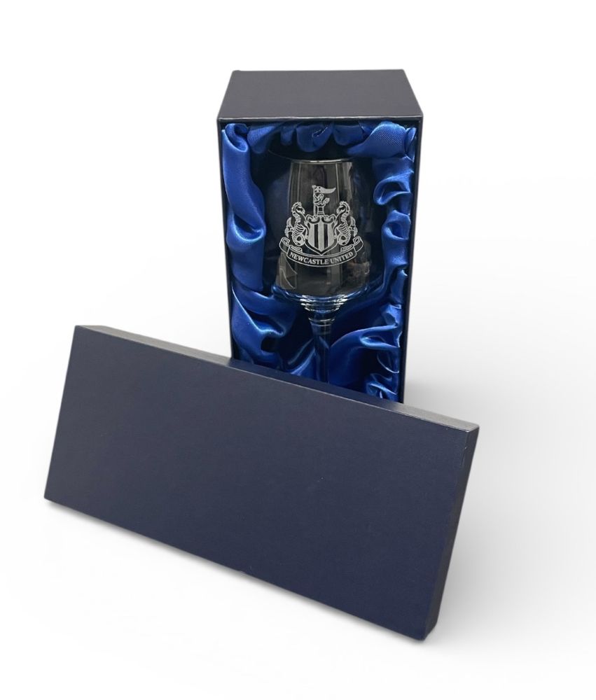 Single Wine Glass in Presentation Box with various Football Club Badges.
